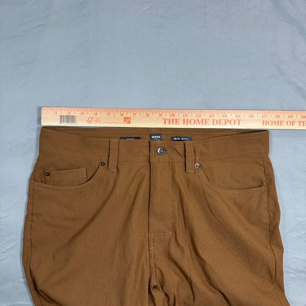 Prana Brion Slim Pant II Mens 36x32 (Fits 35x31) Brown Recycled Nylon Stretch - Picture 4 of 8